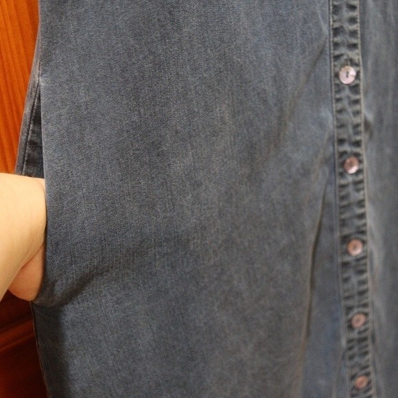 Soft Surroundings Denim Chambrey Jean Shirt Button Down Dress Tencel Small - Picture 6 of 16